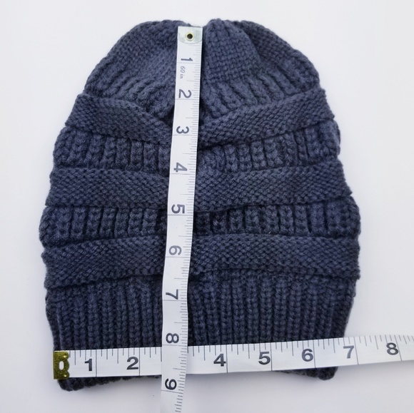 CC Hat Beanie Knit Warm Breathable Stretchy Bun - Picture 5 of 6